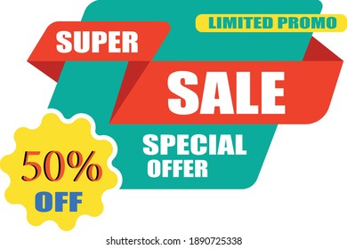 Limited Promotion Super Sale Special Offer 50% Off Tag Line For Sales Advertisement Or Implement Sales 