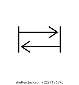 Limited rectilinear motion and return sign isolated on white background. Graphical symbol modern, simple, vector, icon for website design, mobile app, ui. Vector Illustration