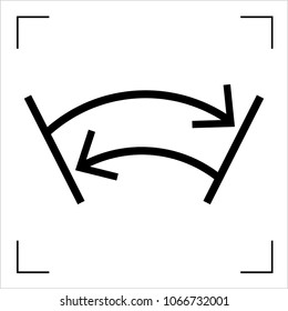 Limited rotation and return. ISO. To indicate limited successive motion in clockwise and anticlockwise directions