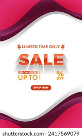 limited sale discount template banner with copy space for product sale with abstract gradient red and white background design