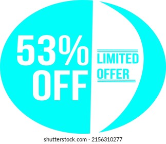 Limited sale offer. Discount ad on a blue round sticker. Round emblem of discount for sales.