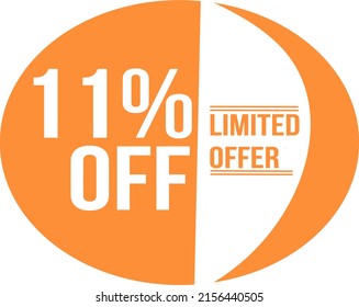 Limited sale offer. Discount ad on a orange round sticker. Round emblem of discount for sales.