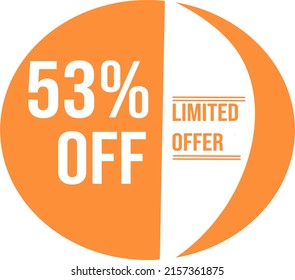 Limited sale offer. Discount ad on a orange round sticker. Round emblem of discount for sales.