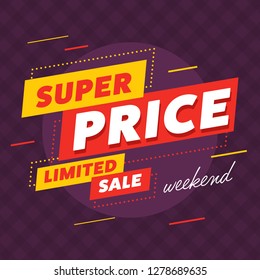 Limited Sale Tag With Super Price Offer. Special Offer Sale Label. Promo Banner For Retail Or Online Shop Discount.