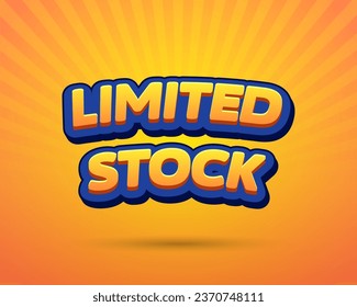 Tipografía de diseño de plantilla de vectores de efectos de texto 3D de material limitado. Plantilla con estilo 3D único para promociones de stock limitado