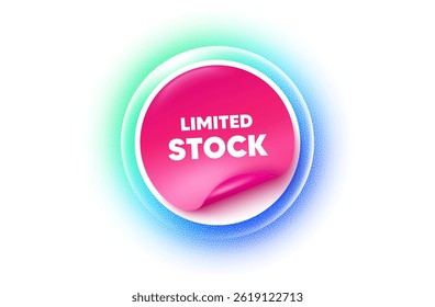 Gradiente azul do adesivo de estoque limitado. Preço da oferta de papel. Etiqueta de venda de ações limitada. Sinal de preço de oferta especial. Símbolo de descontos de publicidade. Rótulo do adesivo. Efeito de pontos de grão. Vetor