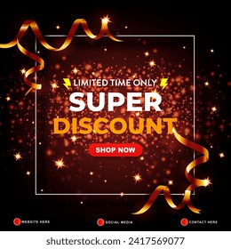 limited super discount sale template banner with copy space for product sale with abstract gradient dark red background design6