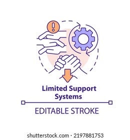 Limited Support Systems Concept Icon. Manage Remote Student Stress Abstract Idea Thin Line Illustration. Help From Teacher. Isolated Outline Drawing. Editable Stroke. Arial, Myriad Pro-Bold Fonts Used