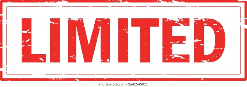 LIMITED - LIMITED text written on Red Rubber Stamp 