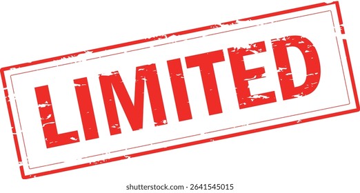 LIMITED - LIMITED text written on Red Rubber Stamp 