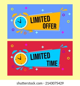 banner de tiempo limitado con icono de reloj. adecuado para publicidad con descuento limitado