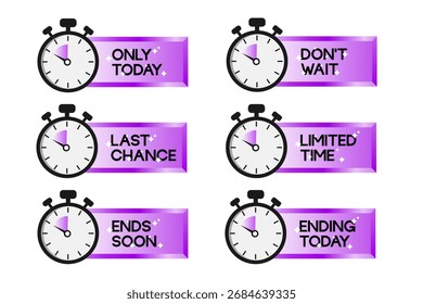 Conjunto de insignias de tiempo limitado. Oferta limitada de Cupón para publicidad. Ilustraciones vectoriales