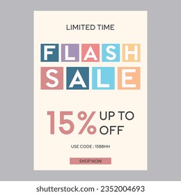 Limited time flash sale 15% off discount promotion poster