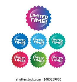 limited time - glossy labels or tags. circle sticker with gradient color.trendy color. modern design.set 