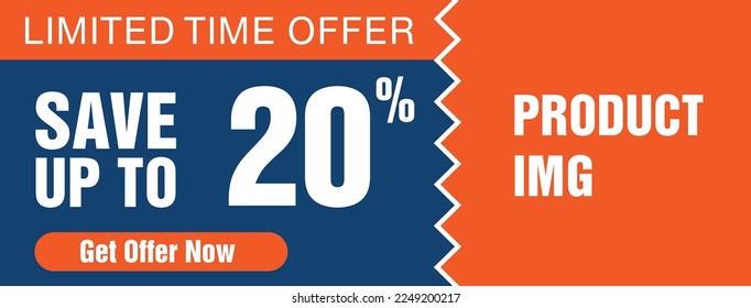 Limited time offer banner, 20% offer, get offer now button