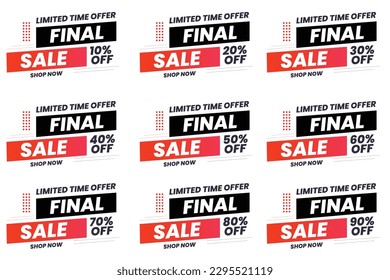 Limited Time Offer banner with 50% off Mega Sale Shop Now Button, Logo, Icon, Design, Sticker, Last minute offer banner, one day sales and 24 hour sale promo stickers.Sale banner with 25 percent off. 