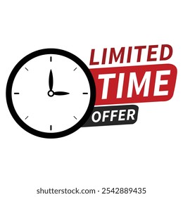 Oferta por tiempo limitado. Un Reloj Con Texto De Oferta por tiempo limitado. Oferta de venta flash. Oferta por tiempo limitado Con Icono De Reloj.