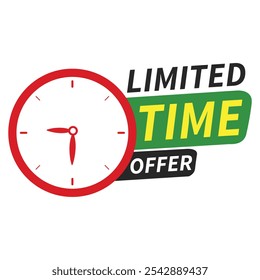 Limited Time Offer. A Clock With Limited Time Offer Text. Flash Sale Offer. Limited Time Offer With Clock Icon.