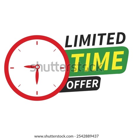 Limited Time Offer. A Clock With Limited Time Offer Text. Flash Sale Offer. Limited Time Offer With Clock Icon.