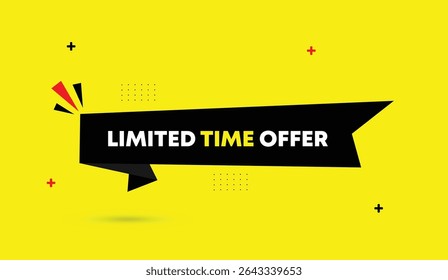 Limited time offer editable yellow background with black shapes vector art abstract illustration perfect for eye catching business banner design unique and trendy style for modern marketing promotions