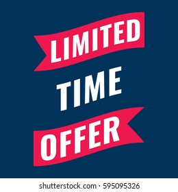 Limited time offer. Flat vector ribbon icon, symbol, design illustration on dark background.