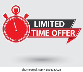 Limited time offer red label, last chance stopwatch , vector illustration 