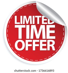 Oferta de tiempo limitado pegatina roja, ilustración vectorial 
