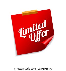 Limited Time Offer Red Sticky Notes Vector Icon Design