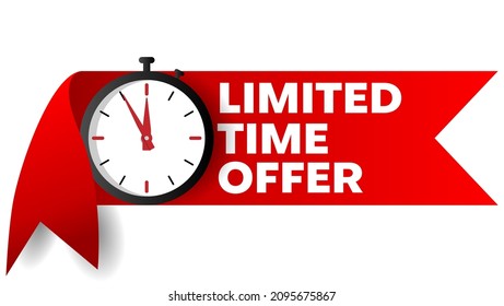limited time offer vector design in red and black with stop watch