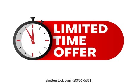 limited time offer vector illustration design in red and black with stop watch