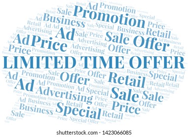 Limited Time Offer word cloud. Wordcloud made with text only.