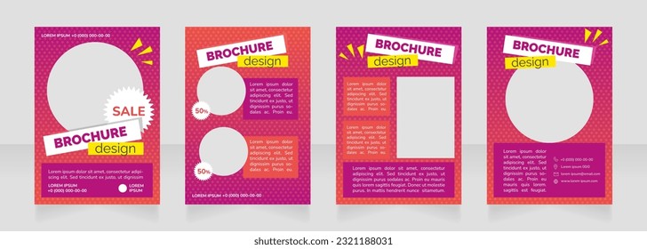 Limited time offers on season goods blank brochure design. Template set with copy space for text. Premade corporate reports collection. Editable 4 paper pages. Raleway Black, Nunito Regular fonts used