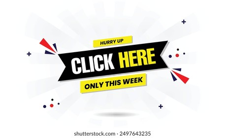 Limited time only this weekend: Click Here shop now banner with white background, red gradient, and bold yellow text perfect for high impact promotions and sales events web, sign, background, banner