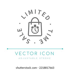 Icono de línea de vector Ecommerce de venta de tiempo limitado