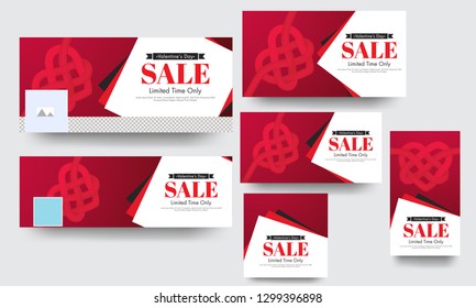 Limited time sale social media banner and poster set with creative heart shape for Valentine's Day.