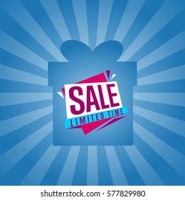 Limited time sale sticker on box isolated vector illustration. Exclusive offer tag, price discount poster, advertisement retail label, super sale ad, special shopping symbol. Modern style offer sign.