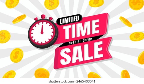 Limited time sale vector banner illustration