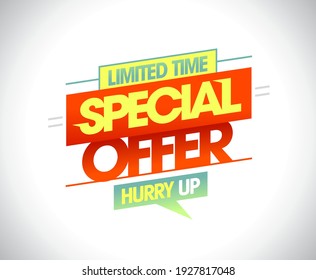 Limited Time Special Offer Banner Mockup, Vector Sale Advertising Poster Template