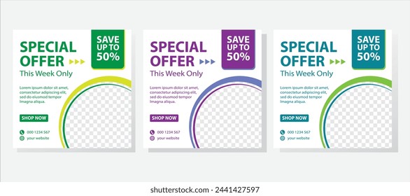 Limited time special offer, hurry up, shop now, discount, sale banner template design. Product sell flyer.
