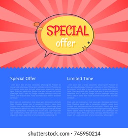 Limited time special offer sale advertisement promotional poster discounts info about reducement of prices for some period vector illustration