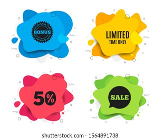 Limited time symbol. Liquid shape, various colors. Special offer sign. Sale. Geometric vector banner. Limited time text. Gradient shape badge. Vector