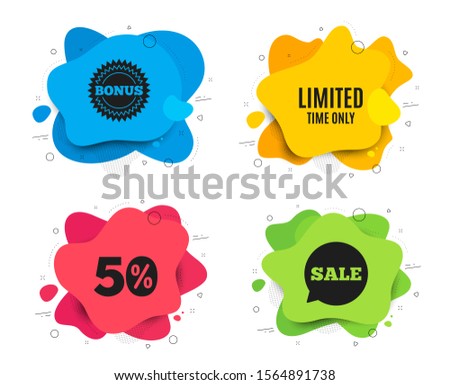 Limited time symbol. Liquid shape, various colors. Special offer sign. Sale. Geometric vector banner. Limited time text. Gradient shape badge. Vector