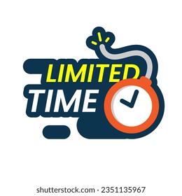 Limited time with text concept illustration flat design vector eps10. modern graphic element for landing page, empty state ui, infographic, icon