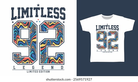 Limitless 92 typography hand drawn, vector ready for print on t-shirt and other uses.