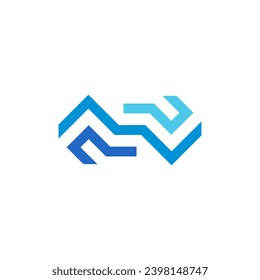 Limitless Infinity Symbol in three Strip line Logo Design Vector