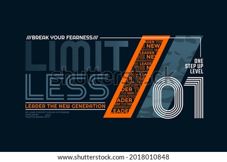Limitless, modern and stylish typography slogan. Colorful abstract design with camouflage and lines style. Vector illustration for print tee shirt, background, typography, poster and more.