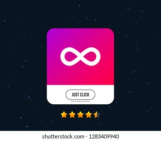 Symbol für grenzenloses Zeichen. Unendlichkeitssymbol Design von Web- oder Internetsymbolen. Bewertungssterne. Klicken Sie einfach auf die Schaltfläche. Vektorgrafik