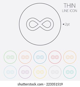 Limitless Sign Icon. Infinity Symbol. Thin Line Circle Web Icons With Outline. Vector