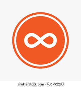 Limitless sign icon. Infinity symbol. Graphic design element. Flat limitless symbol on the round button. Vector