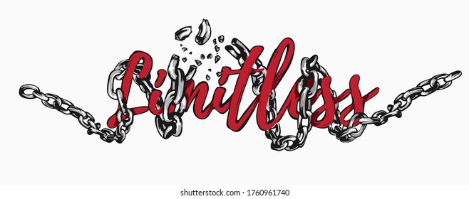 limitless slogan with broken chain illustration